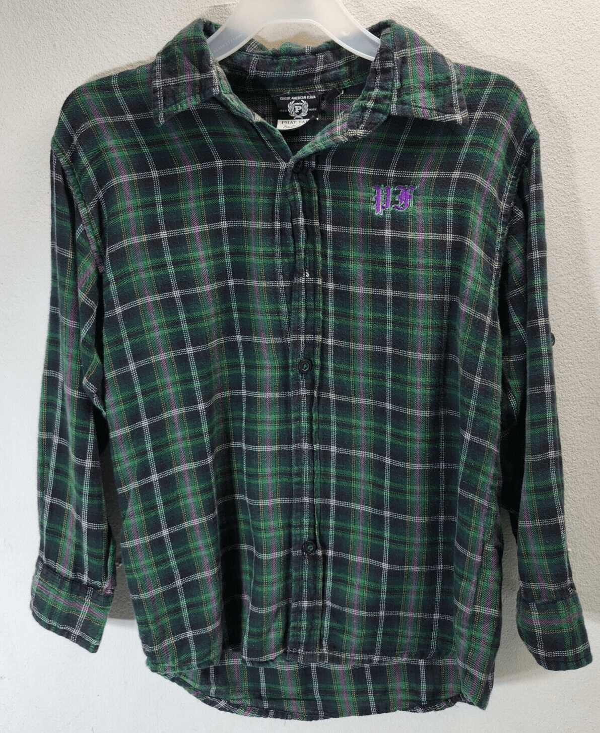 Vintage Phat Farm Boy’s Button Up Shirt Size 6 Green Plaid