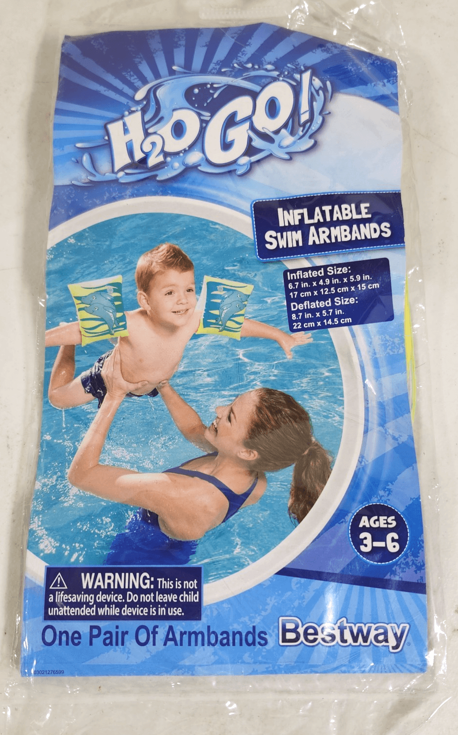 Dolphin Floaties Inflatable Arm Bands Swim For Kids Ages 3-6 H2OGO