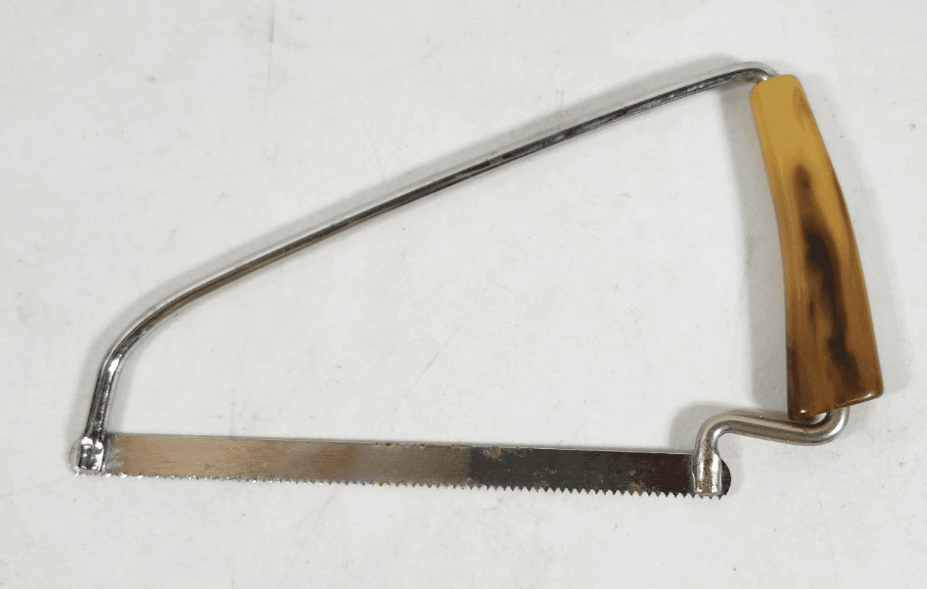 Vintage Butcher Bone Saw 8 Inch Blade Marbled Bakelite Handle Kitchen Tool