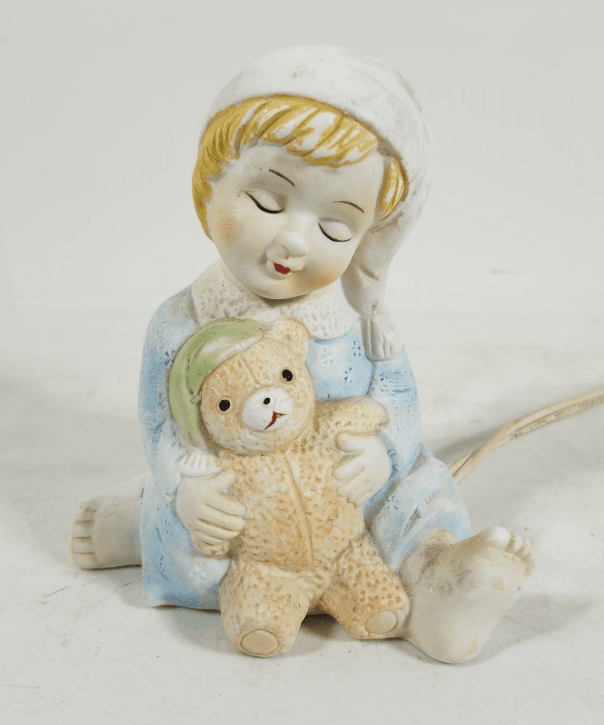 Night light Little Girl With Teddy Bear Ceramic Vintage