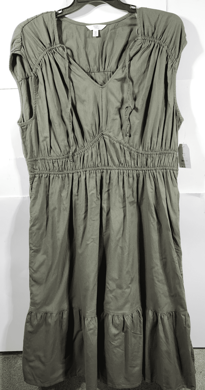 Time and Tru Women's V-Neck Midi Dress Size XXL 20 Green Sleeveless NEW