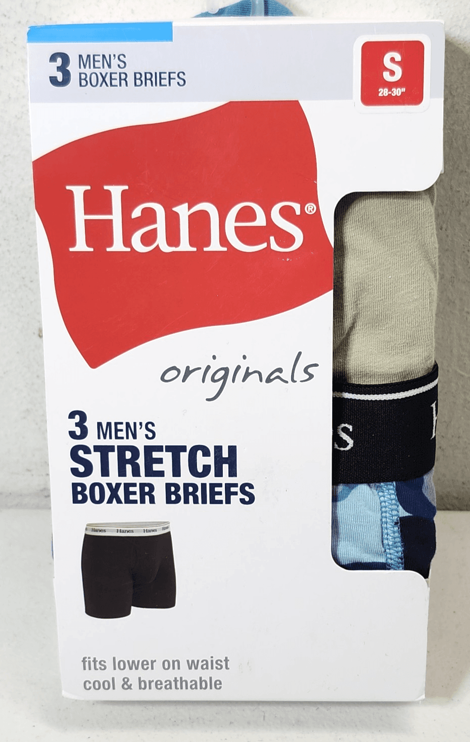 Hanes Men’s Small Boxer Briefs 3 Pairs Multicolor Stretch Underwear NEW
