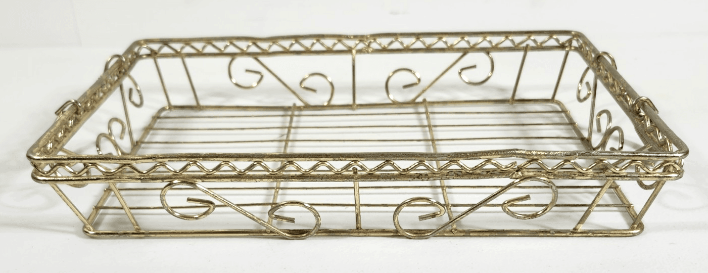 Vintage MCM Gold Wire Basket Mid Century 11" X 7" Holder Home Decor