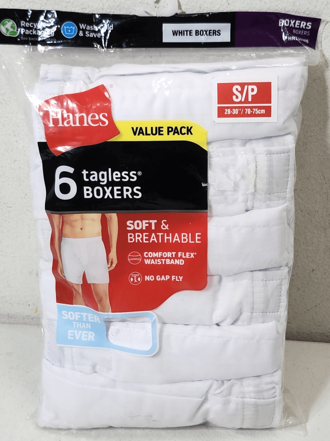 Hanes Men's Size Small Boxers 6 Pairs Tagless Woven White Soft Breathable NEW