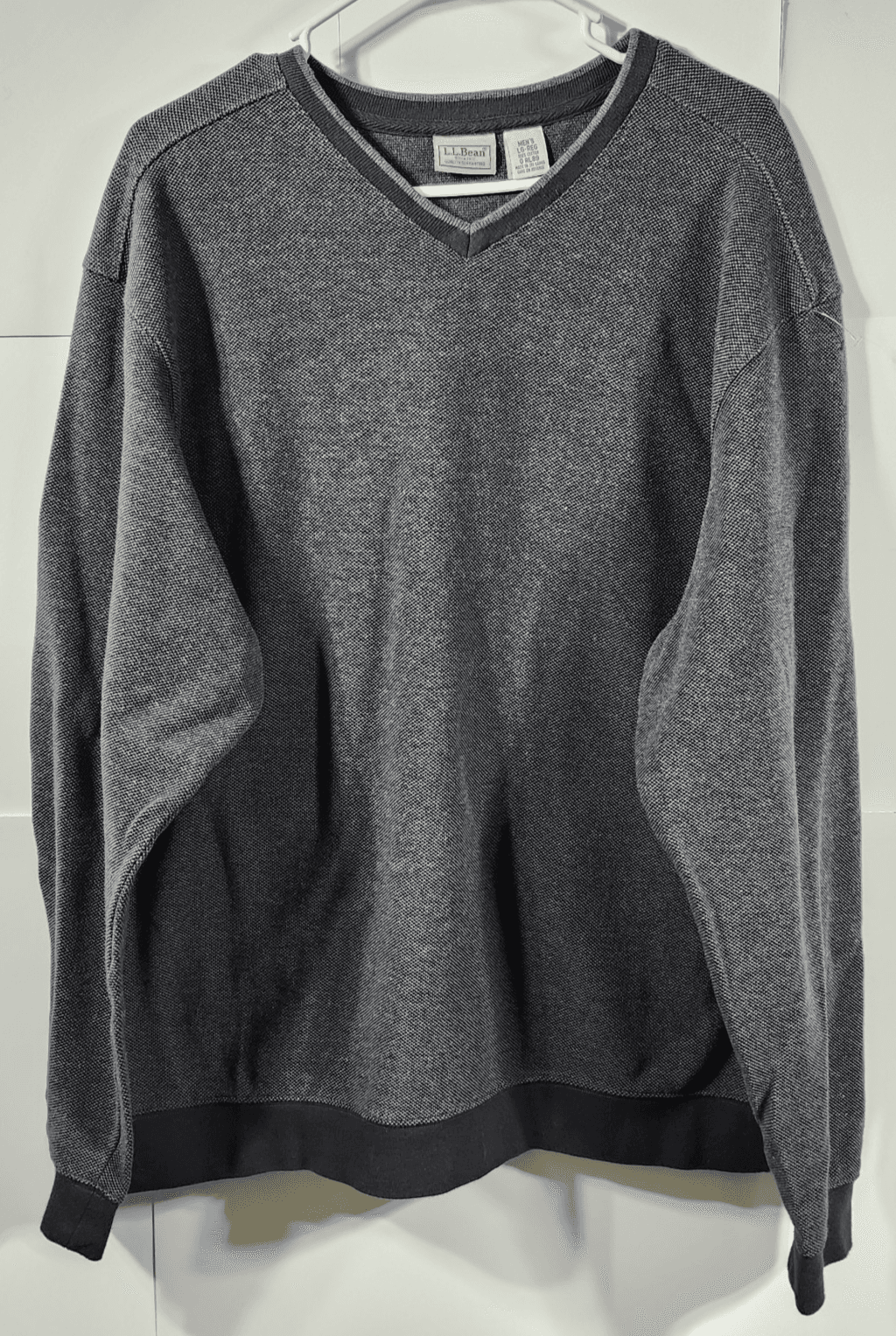 LL Bean Sweatshirt Mens Large Gray Pullover Long Sleeve Cotton