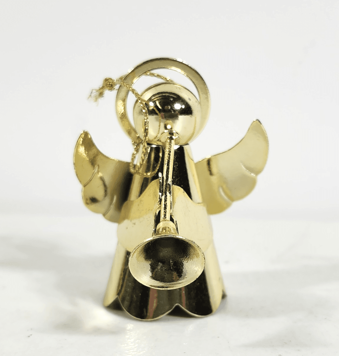 2.25" Brass Goldtone Angel w/ Trumpet Christmas Holiday Ornament Hong Kong