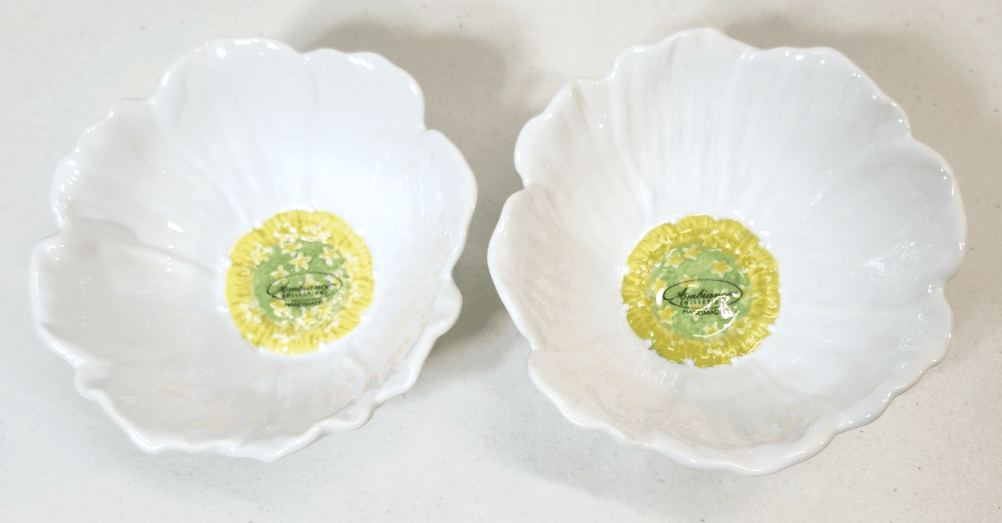 Nanette Vacher Cosmos Floral Ceramic Bowls Set of 2 Multicolor 7" Round