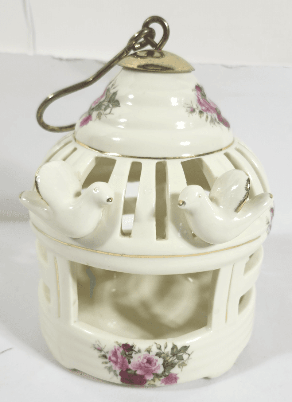 Formalities By Baum Brothers Birdcage Ceramic Hanging Cage Floral Roses 2 Birds