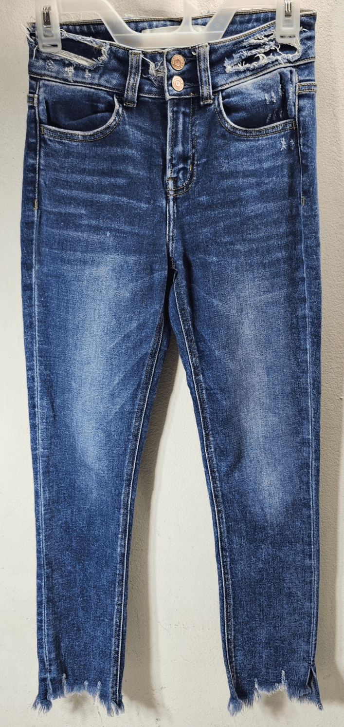 Bridge By Gly Ankle Skinny Jeans Women's Size 24 Blue Denim High Rise Distressed