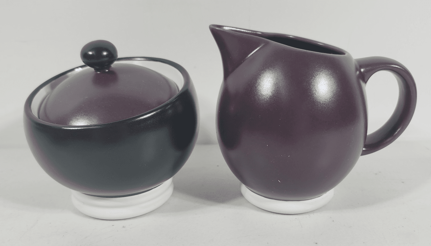 Pfaltzgraff Creamer And Sugar Bowl Set Black Purple Home Decor