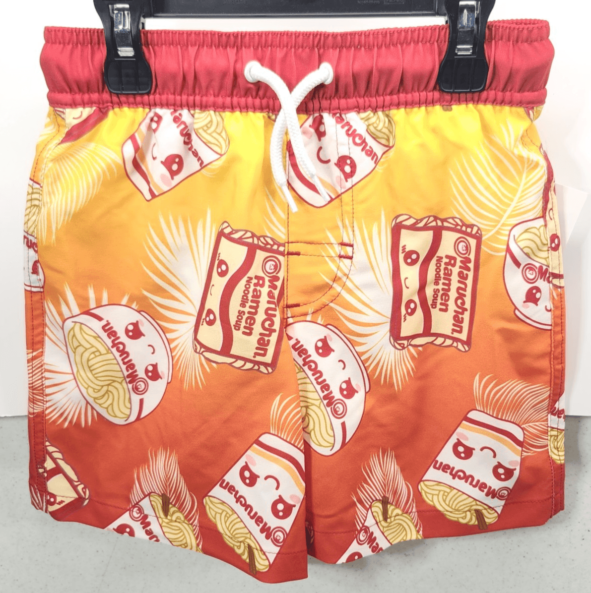 Maruchan Boys Size XS Swim Trunks Swimming Board Shorts Ramen Noodle Soup NEW