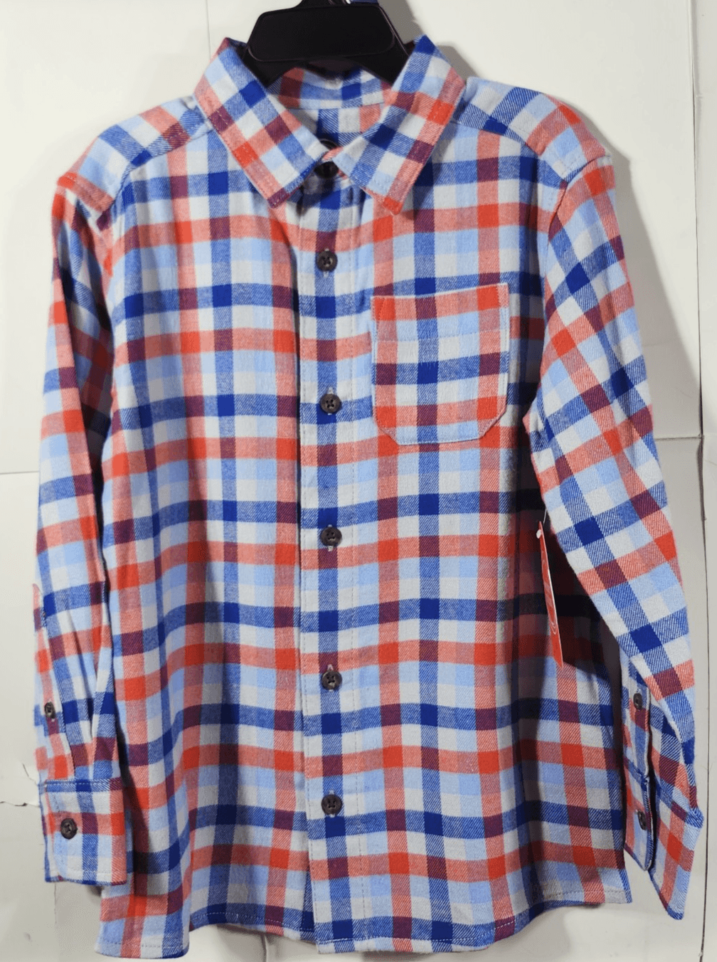 Wonder Nation Boy's Shirt Size XS Long Sleeve Button Up Red Blue Gray NEW