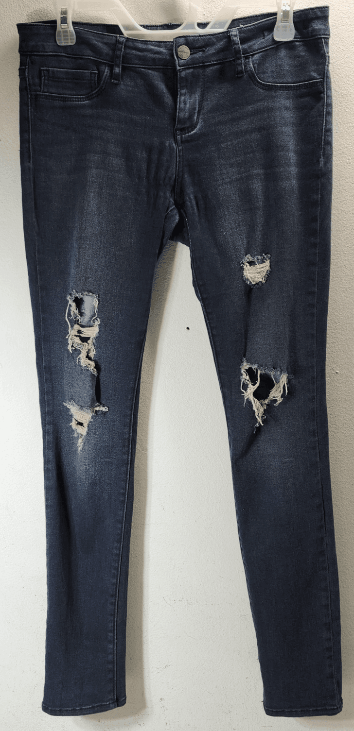 Bullhead Black Denim Leggings Jeggings Stretch Jeans Size 9 Blue Distressed