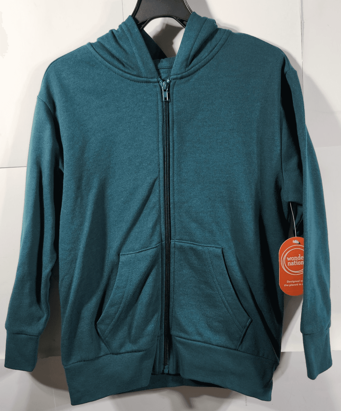 Wonder Nation Boy's M Hooded Sweatshirt Green Long Sleeve Full Zip Hoodie New