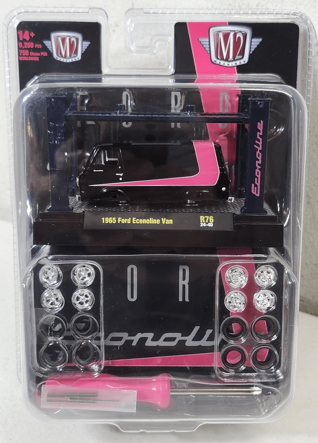 M2 Machines 1965 Ford Econoline Van R76 Black Pink 1/64 Toy Vehicle NEW