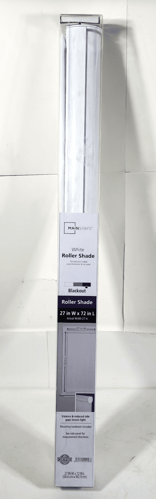 Mainstays 27" x 72" White Blackout Roller Shade NEW