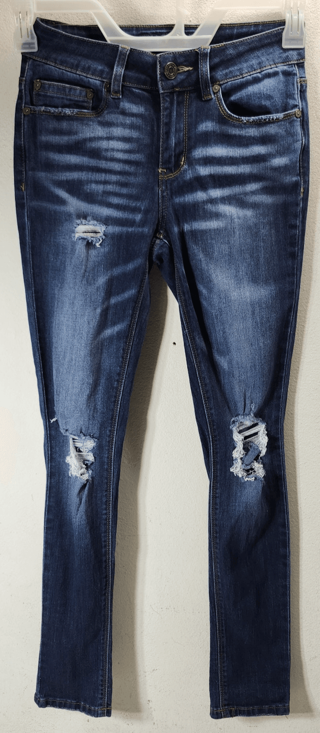 Indigo Rein Women's Distressed Jeans Size 1 Blue Denim Pants