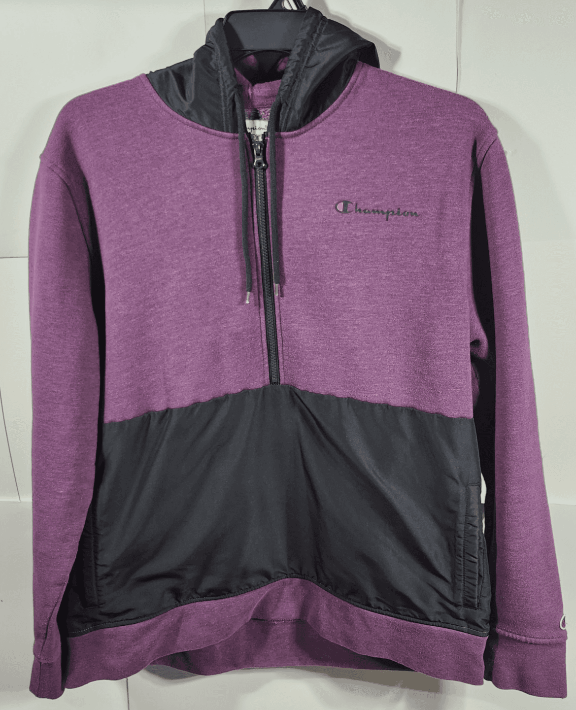 Champion Half Zip Hoodie Men's XL Purple Hooded Sweatshirt Long Sleeve