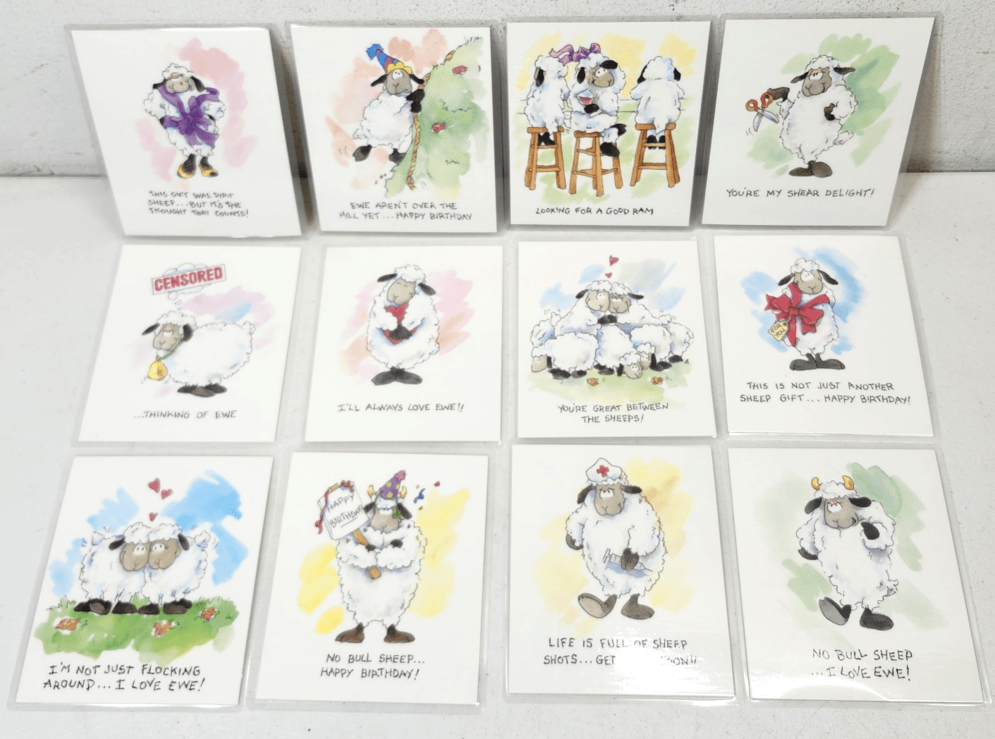 12 Cute Applause Sheepish Grins Funny & Unique Postcards Bundle Lot
