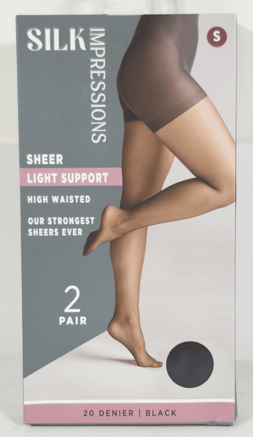 Silk Impressions Pantyhose 2 Pack Small Black 20 Denier Light Support Sheer