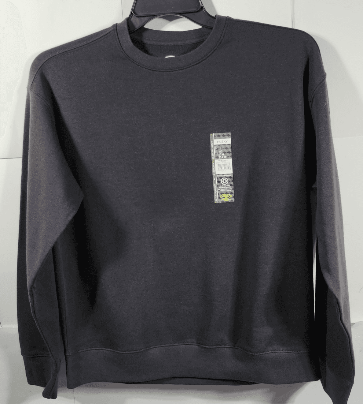 Athletic Works Boy's XL 14-16 Husky Sweatshirt Black Long Sleeve NEW