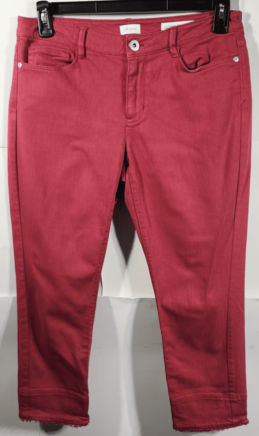Women J. Jill Authentic Fit Cropped Jeans Size 6 Pink Frayed Hem Denim Pants