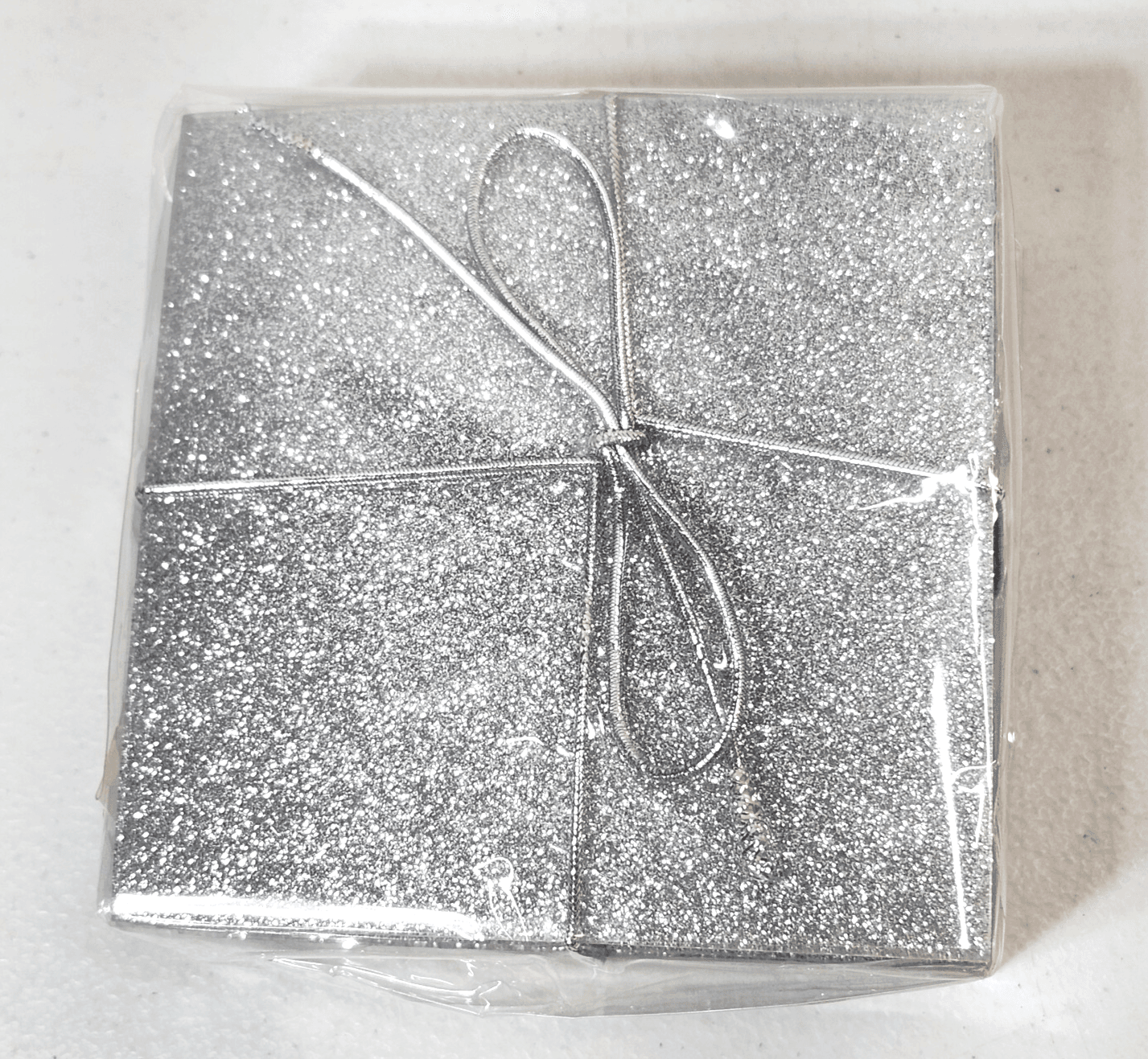 4 Clover Leaf Silver Glitter Coasters Glam Home Bar Decor NEW