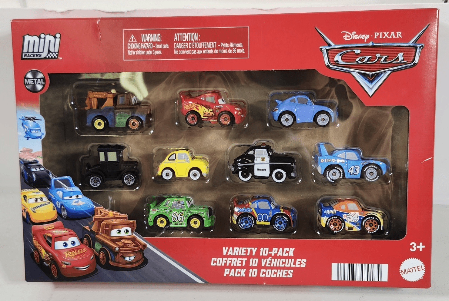 DisneyPixar Cars Mini Racers 10 Pack Lighting McQueen The King Mater Chick Hicks