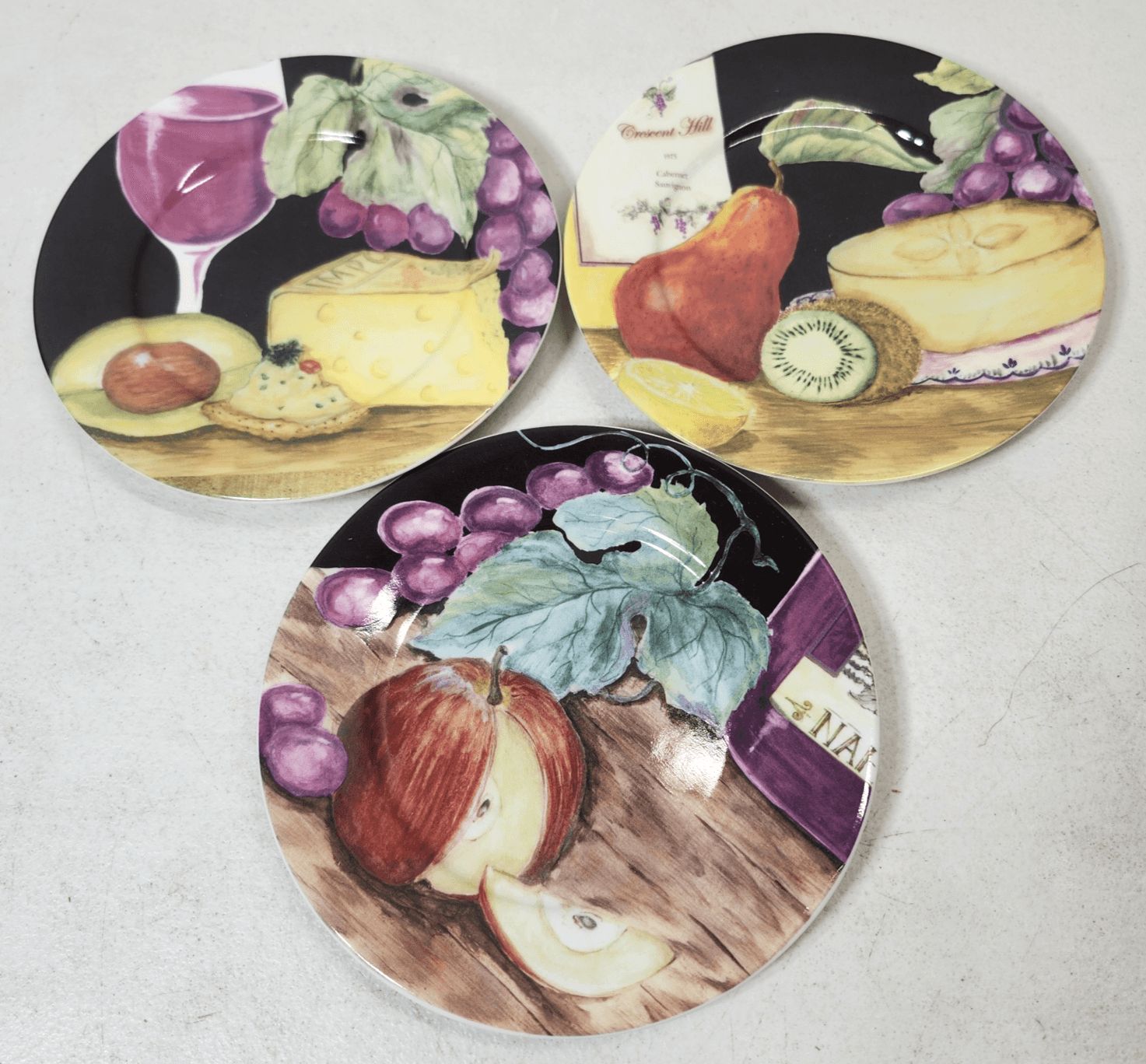 American Atelier 3 Plates NAPA #5309 Dessert Salad Cheese Fruit Wine Snack Food