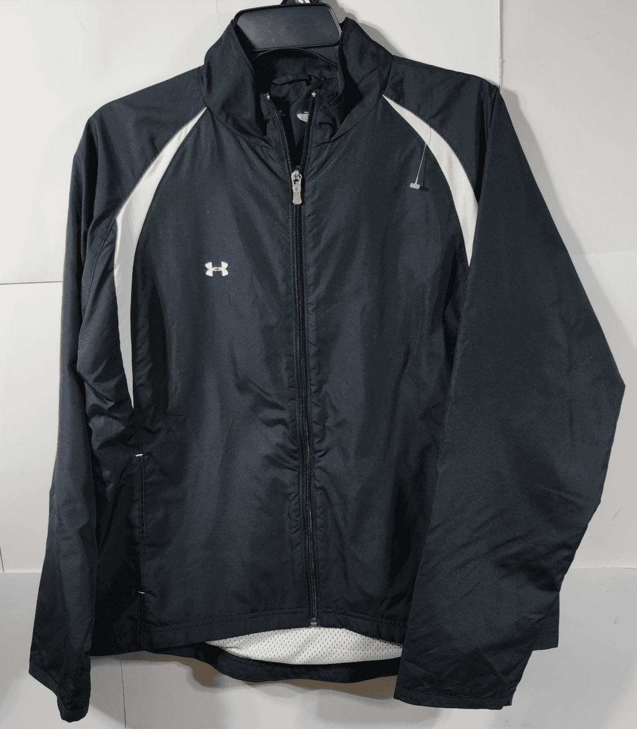 Under Armour Jacket Womens Medium Black White All Season Full Zip Lightweight