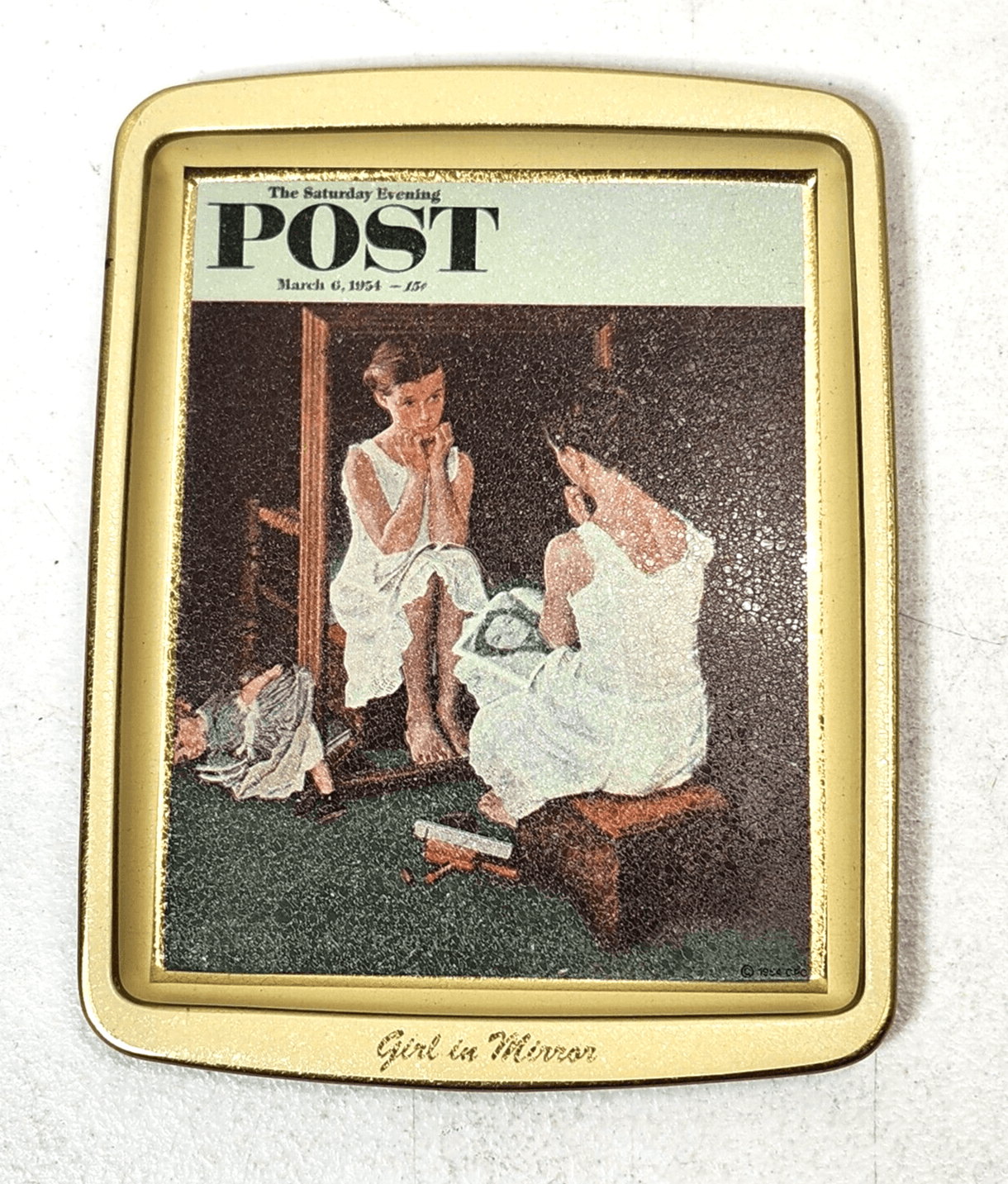 Vintage Norman Rockwell Evening Post Tin Tray Home Bar Decor Collectors Series