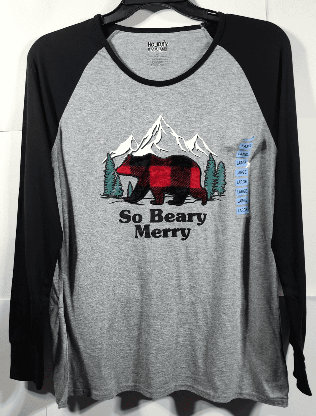 Famjams Shirt Men’s Large So Beary Merry Long Sleeve NEW