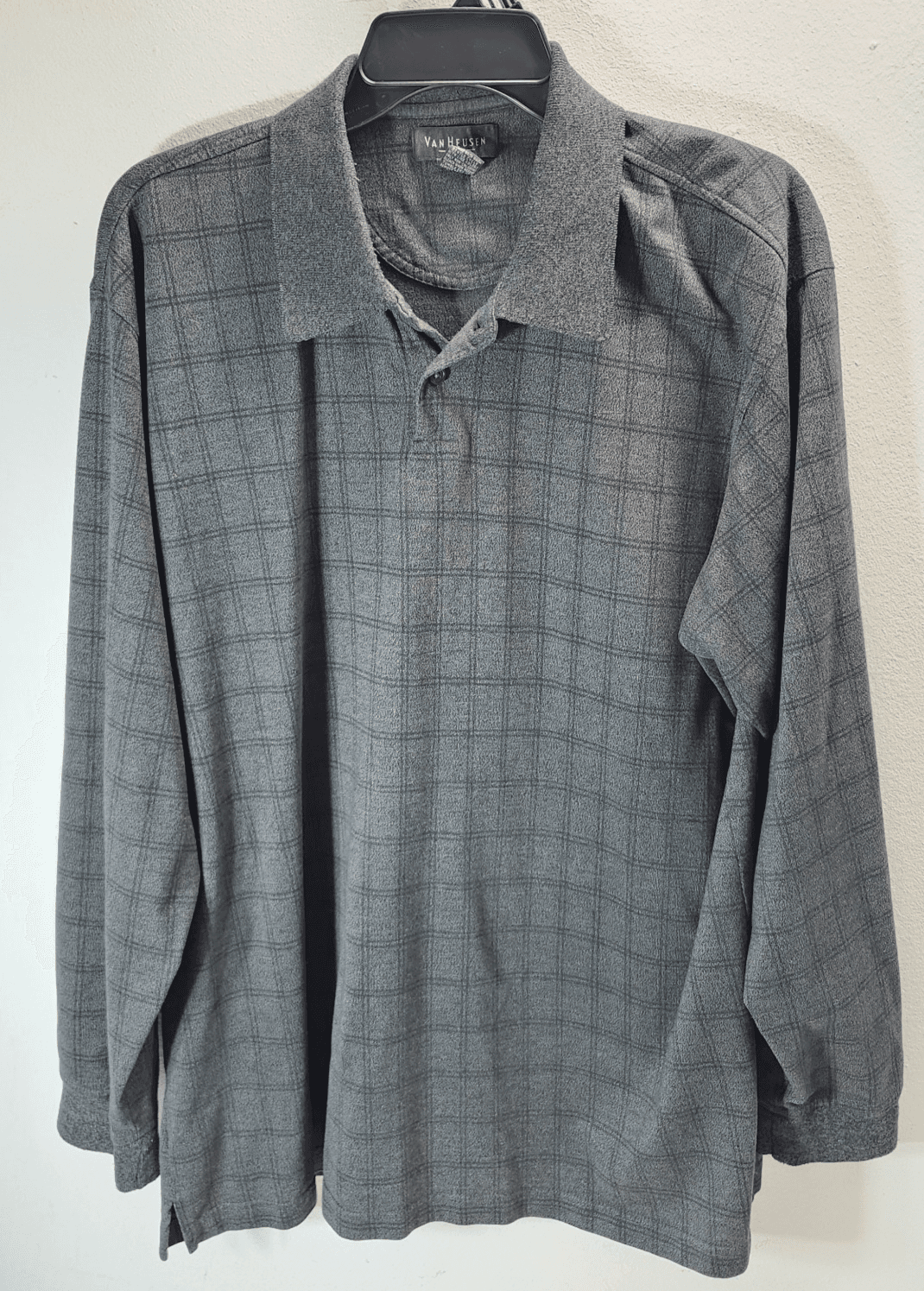Van Heusen Men's XL Green Long Sleeve Polo Shirt