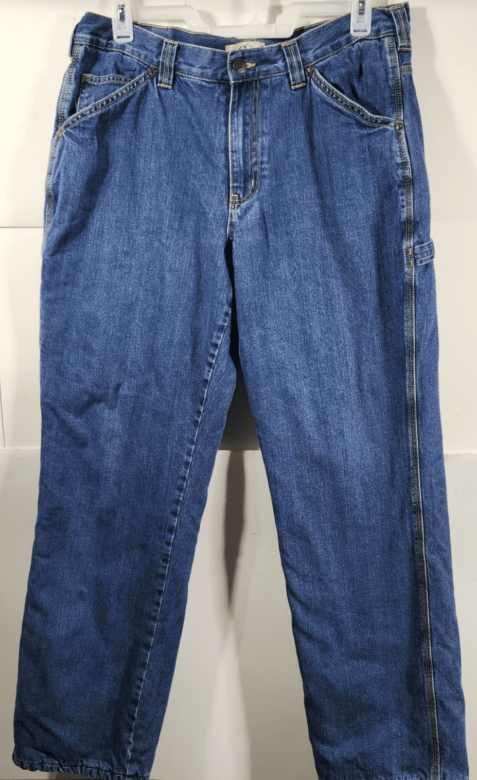 Blue Mountain Men's Cargo Jeans Fleece Lined 36x34 Blue Denim Outdoors Work