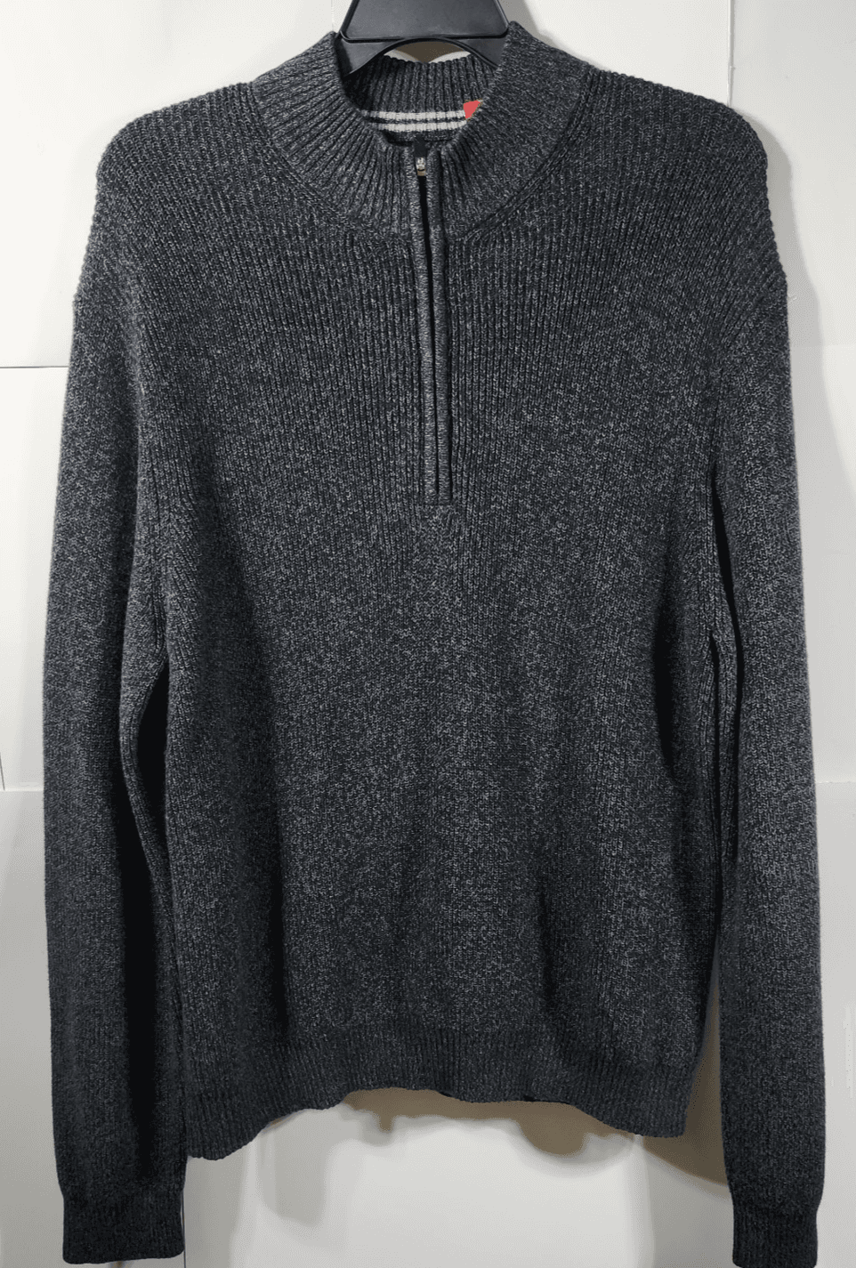Izod Sweater Mens XXL Gray Pullover Long Sleeve 1/4 Zip Cable Knit