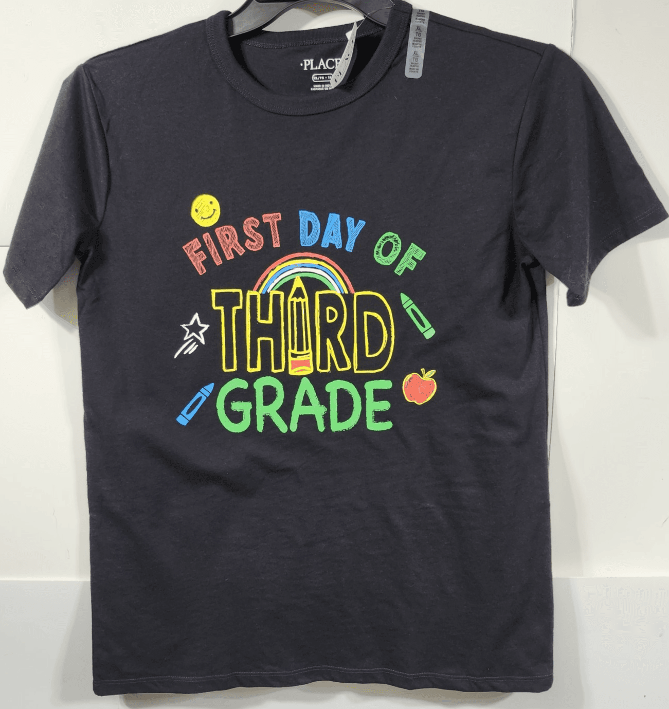 The Children's Place Tshirt Size XL First Day Of Third Grade Graphic Black NEW