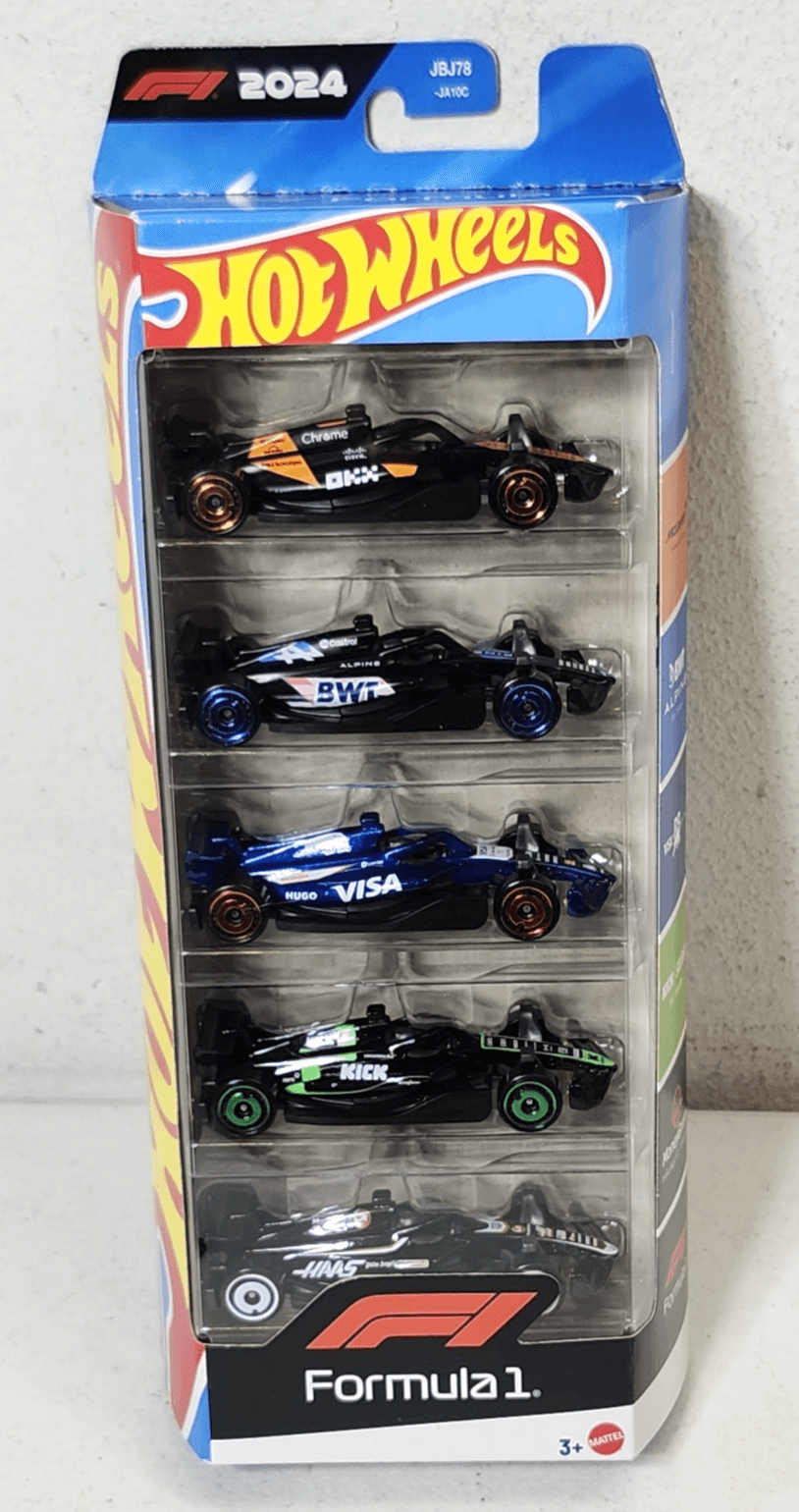 F1 Hot Wheels Formula 1 Cars 5-Pack 1/64 Toy Vehicles NEW