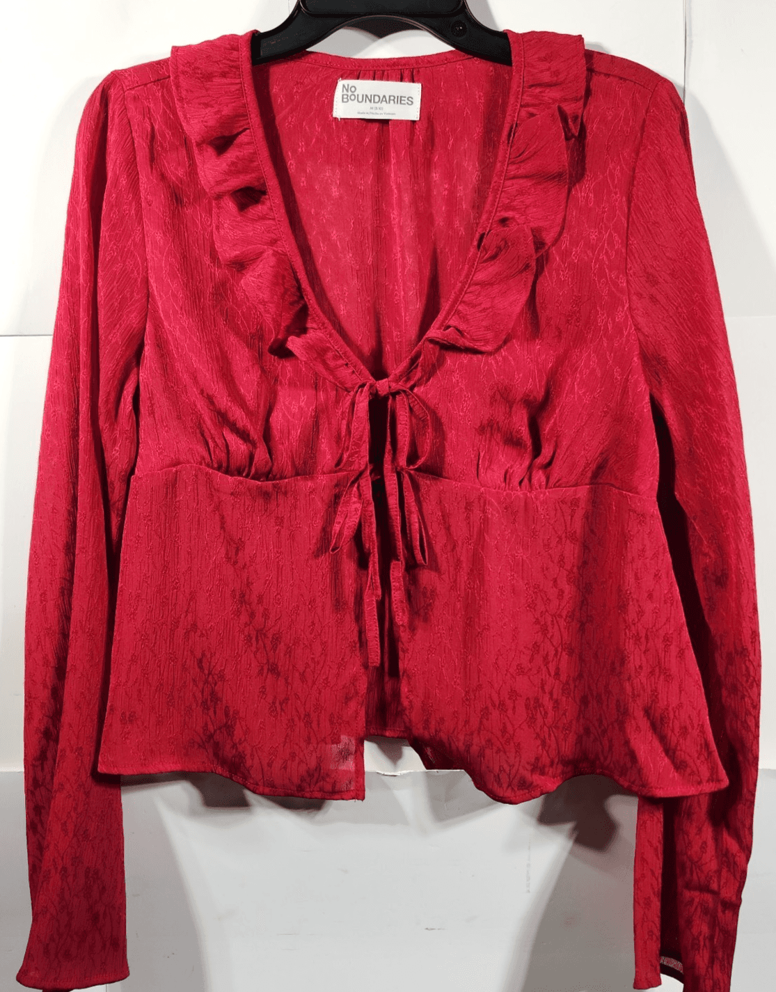 Womens Babydoll Top Size M Cottage Fairycore Glam Red No Boundaries NEW