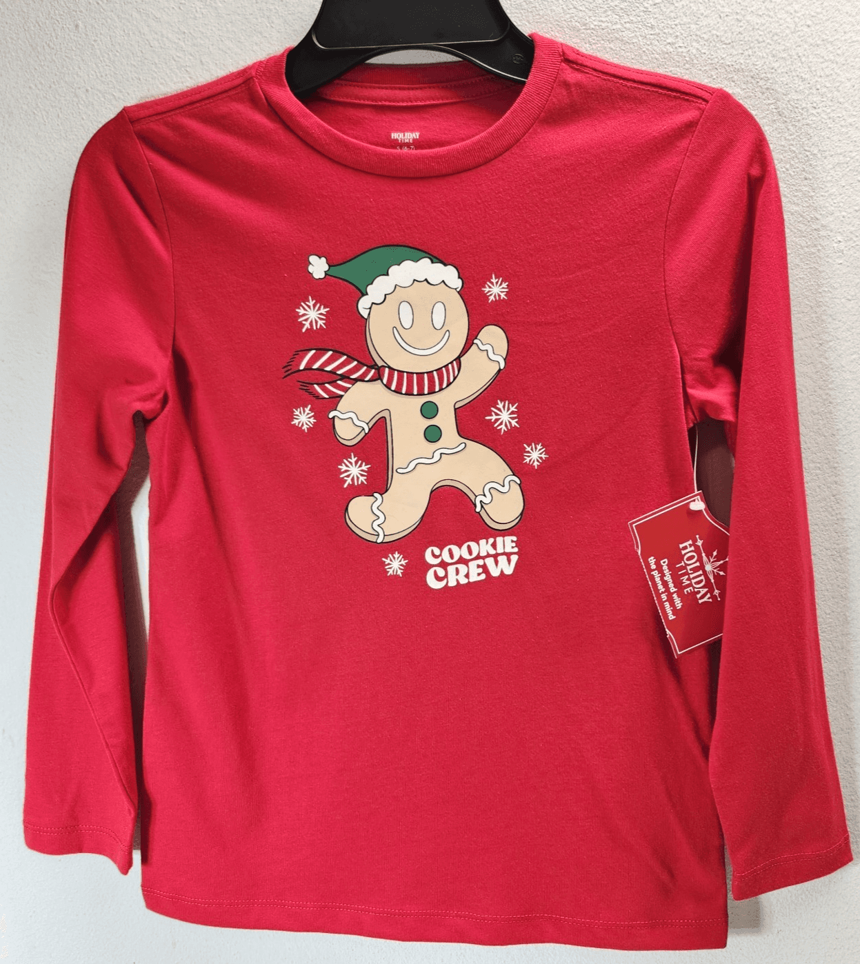 Holiday Time Christmas Childrens Girls Size Small Long Sleeve Tee Shirt NEW