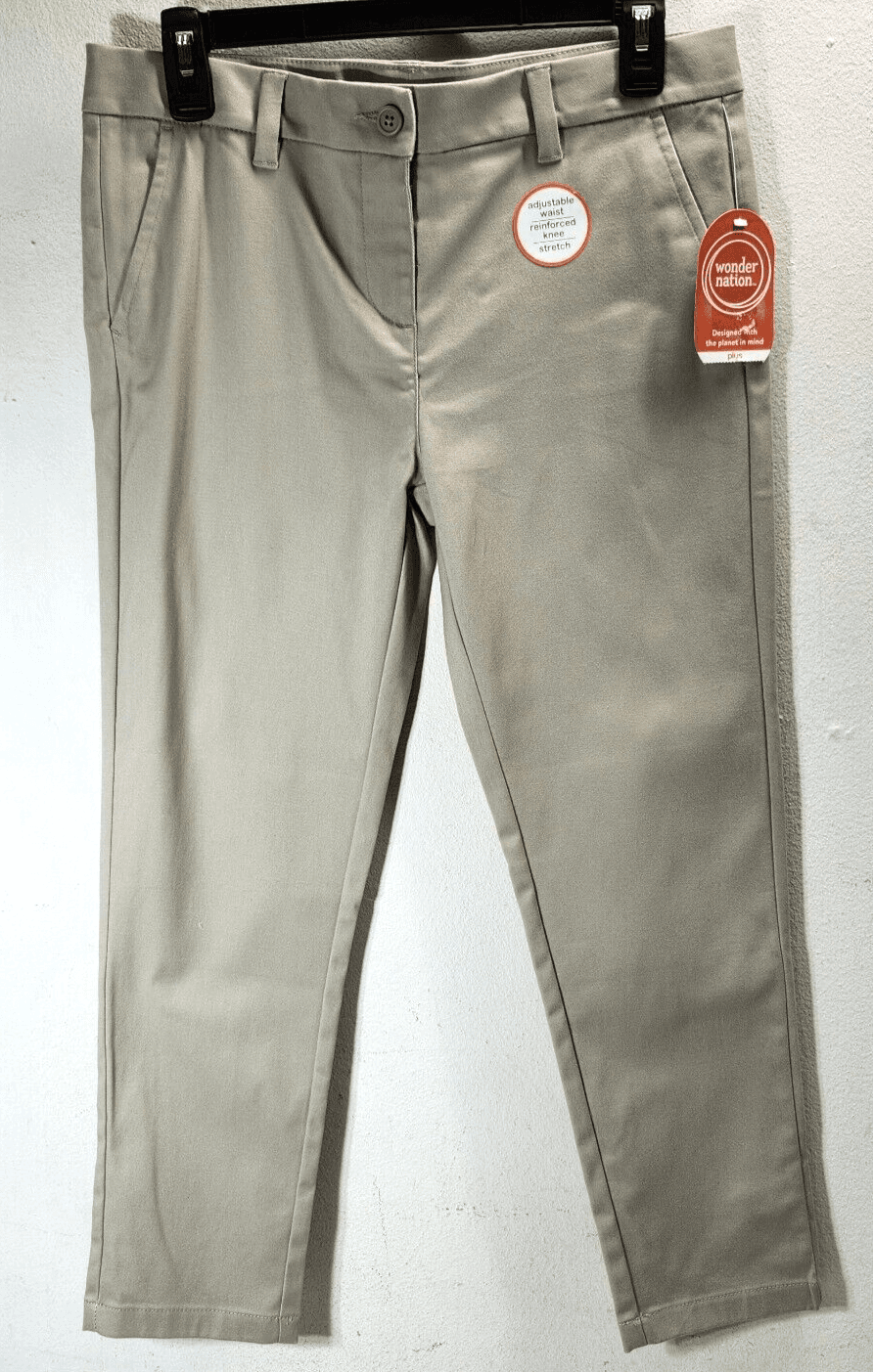 Wonder Nation Girls Size 10 Plus Khaki Pull On Pants Beige With Pockets NEW