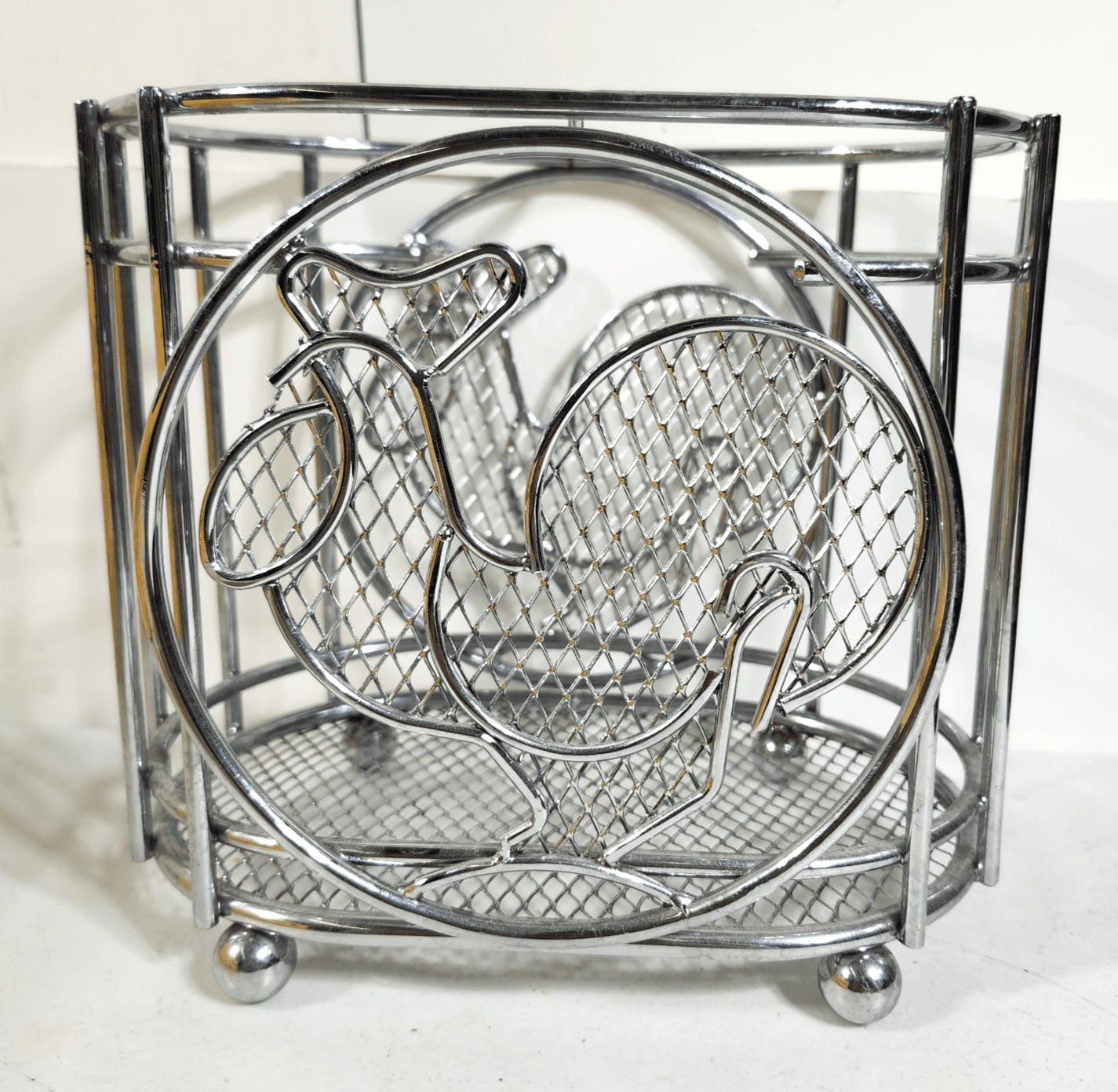 Rooster Chrome Metal Tabletop 6.5” Home Decor Holder