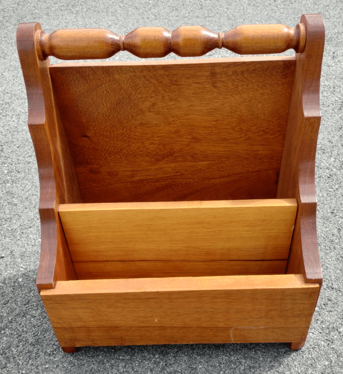 Vintage Wooden Wood Magazine Rack Holder MCM Spindles