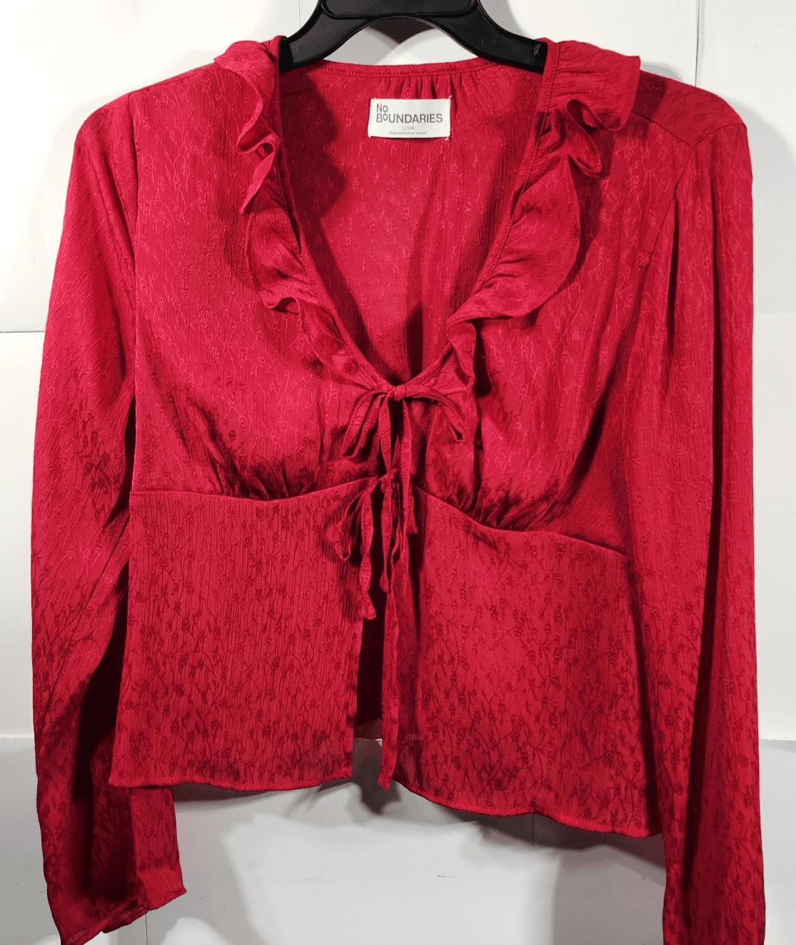 Womens Babydoll Top Size L Cottage Fairycore Glam Red No Boundaries NEW