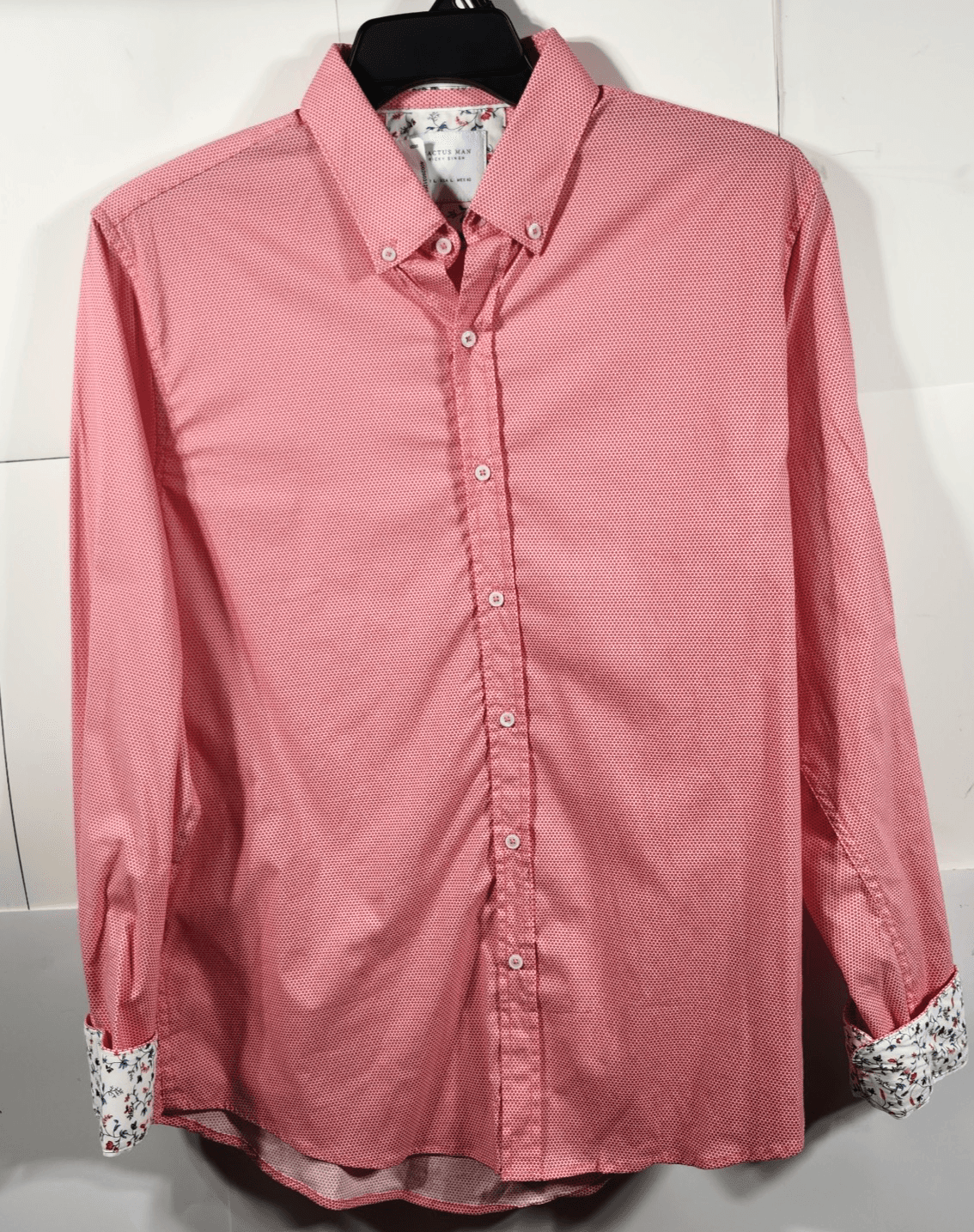Cactus Man Ricky Singh Red Polkadot Flip Cuff Long Sleeve Men’s Shirt Size L NEW