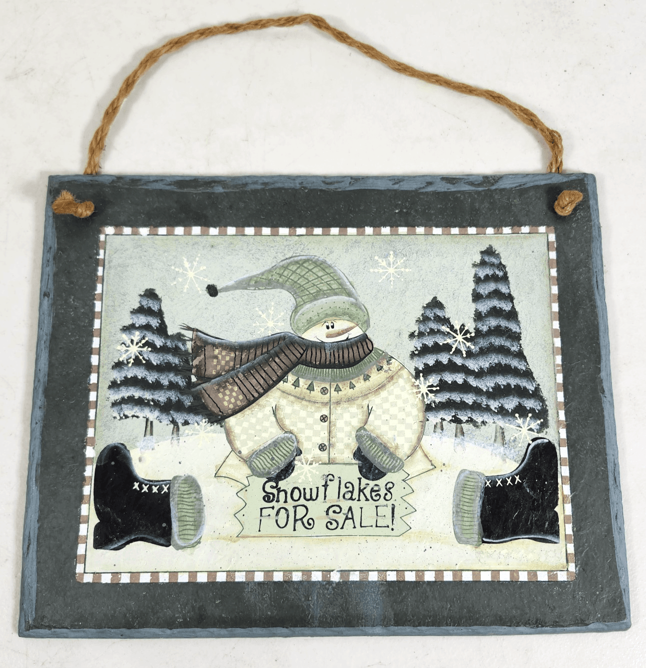 Snowman Stone Wall Hanging Decor Snowflakes For Sale Holiday Winter