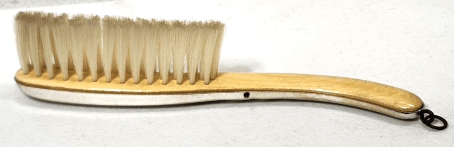 Vintage Metal Wood Hairbrush Brown Travel Purse Brush
