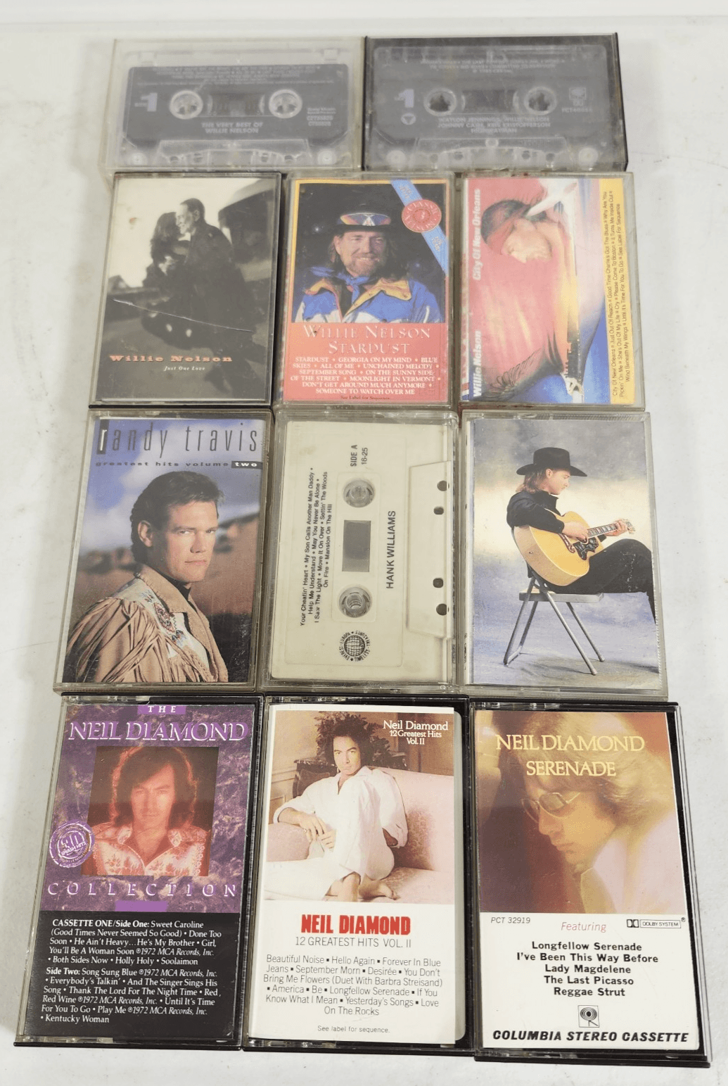 Lot of 11 Country Music Cassettes Willie Nelson Randy Travis Neil Diamond