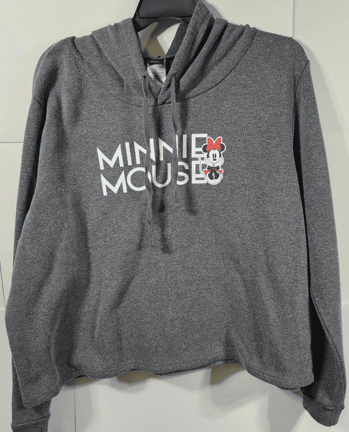 Disney Womens Minnie Mouse Hooded Sweatshirt Size 3X Gray Hoodie