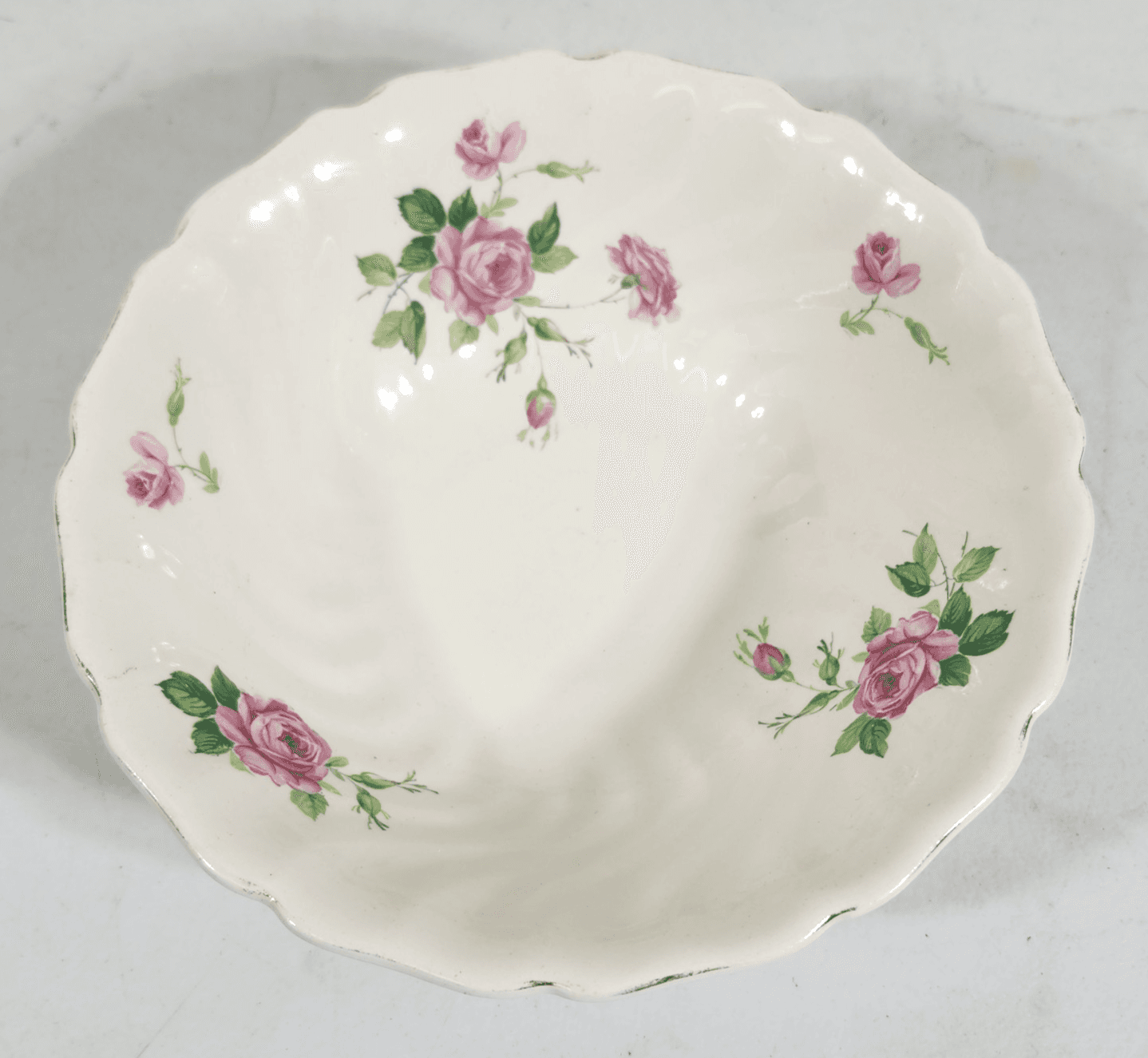 Johnson Brothers Old Chelsea Pink Roses Serving Bowl 1930s English Ironstone 8"