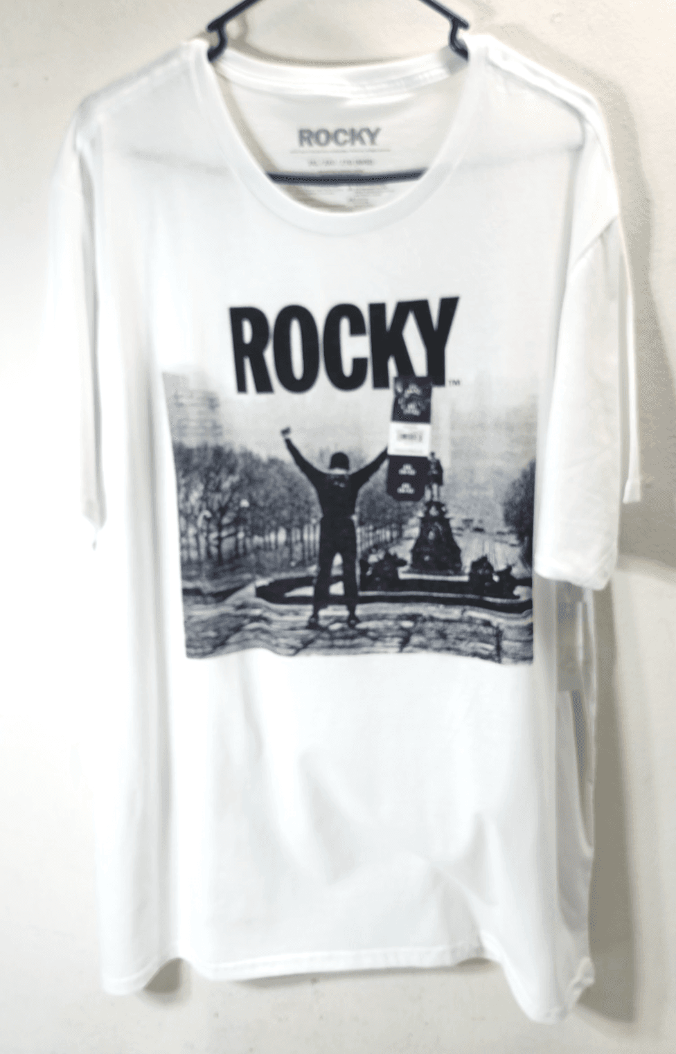 Rocky Graphic Tshirt On Top Of Stairs Men's Size 2XL White Short Sleeve NEW